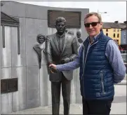  ??  ?? Patrick Gomont at the John F Kennedy statue.