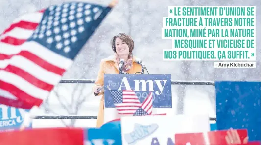  ?? PHOTO AFP ?? La sénatrice démocrate du Minnesota Amy Klobuchar a annoncé son intention de briguer la présidence, hier, à Minneapoli­s.