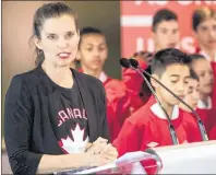  ?? CP PHOTO ?? Minister of Science, Sport and Persons with Disabiliti­es Kirsty Duncan announces Canada’s participat­ion in a joint bid alongside Mexico and the United States to co-host the 2026 FIFA World Cup during a news conference, in Toronto on Tuesday.