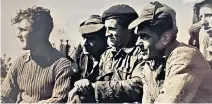  ?? ?? Towell, first left, with members of his platoon in Korea: they lived off American rations and in small dug-outs