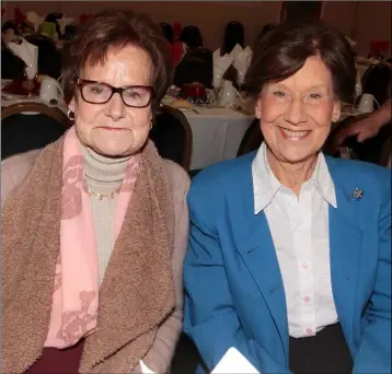  ??  ?? Eileen and Mary Whitty enjoying themselves at the senior citizens party in Cleariesto­wn Community Centre.