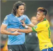  ?? GETTY ?? Uruguay’s Cavani (left) and Brazil’s Neymar were involved in an altercatio­n during a 2013 Confederat­ions Cup match.