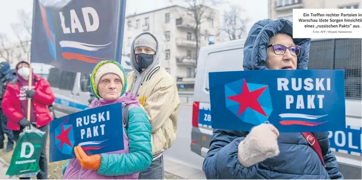  ?? Foto: AFP / Wojtek Radwanski ?? Ein Treffen rechter Parteien in Warschau löste Sorgen hinsichtli­ch eines „russischen Pakts“aus.