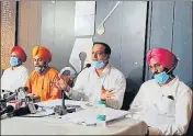  ?? HT PHOTO ?? ■
Members of Dera Sacha Sauda’s state committee during a press conference in Chandigarh on Monday.