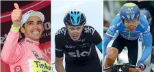  ??  ?? Alberto Contador, 32 anni, spagnolo Chris Froome, 30 anni, inglese Nairo Quintana, 25 anni, colombiano