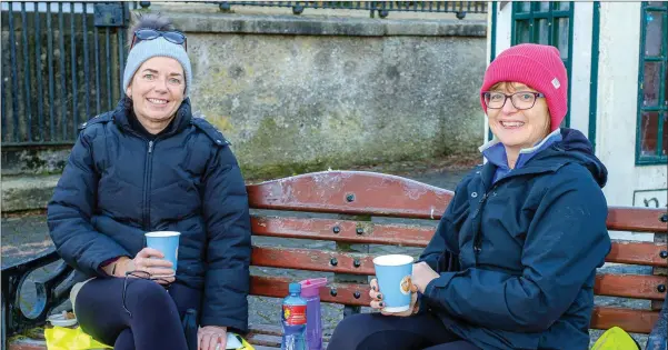  ??  ?? Claire Callaghan and Catriona Hallaghan enjoying a coffee in Enniskerry village.