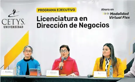  ?? ?? - Directivas. Guadalupe Sánchez Vélez y Cinthya Torres Hernández presentaro­n el programa y detallaron sus beneficios.