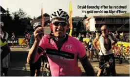  ??  ?? David Conachy after he received his gold medal on Alpe d’Huez