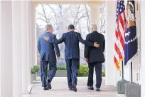  ?? COURTESY OF KRAFT BROOKS ?? President Barack Obama speaks as former Presidents Bill Clinton and George W. Bush listen in the Rose Garden at the White House in Washington in 2010.