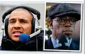  ?? GETTY IMAGES/ANDY HOOPER ?? No love lost: Collymore (left) insulted Wright with a racial slur, and the Arsenal legend hit back on Twitter