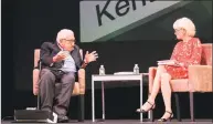  ?? Dan Haar / Hearst Connecticu­t Media ?? Henry Kissinger talking with Leslie Stahl at Kent Presents, an annual conference on ideas.