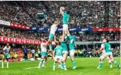  ?? Photo: AFP ?? Ireland on their way to victory.