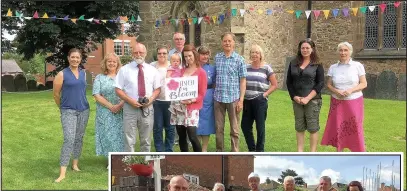  ??  ?? RHS judge Richard Stephens, front, took a tour of Desford in July, accompanie­d by Desford in Bloom committee member Laura Carr, front, and fellow Desford in Bloom supporters, to assess the village entry in the East Midlands in Bloom contest, whose...