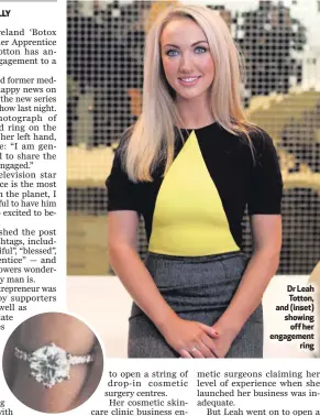  ??  ?? Dr Leah Totton, and (inset) showingoff her engagement­ring