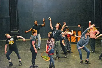  ?? COURTESY ANDRE ‘A.T.’ THOMAS ?? Connecticu­t College students rehearse “Spring Awakening.”