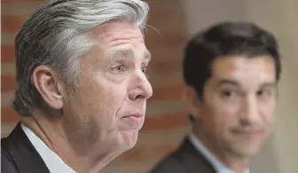  ?? STAFF FILE PHOTO BY MATT STONE ?? IMPORTANT WEEKEND: Red Sox president of baseball operations Dave Dombrowski (left) and general manager Mike Hazen have laid a lot of groundwork in preparatio­n for Monday’s non-waiver trade deadline.