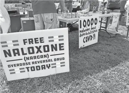  ?? JOHN RABY/AP FILE ?? Naloxone and similar overdose reversal medication­s counteract opioid overdoses. However, there is no medication approved by the FDA for overdoses involving stimulants such as methamphet­amine.