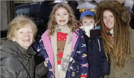  ??  ?? Marcella Doyle, Jade Macken, Erik Macken and Emma Macken at the turning on of the Christmas lights in Enniskerry.