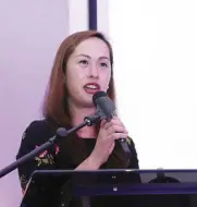  ??  ?? Former PANA president and current PANA VP Adi Timbol-Hernandez thanks the previous PANA officers and board for helping the organizati­on accomplish its goals in the previous year and expresses her continuing optimism that the organizati­on will...