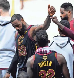  ?? DAVID RICHARD/USA TODAY SPORTS ?? LeBron James, leaving the Finals game Friday during the Warriors’ sweep, delivered an NBA title to Cleveland in 2016.