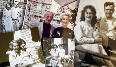  ?? JUDY KUGEL ?? Top from left, the author’s parents, Lillian and Michael Faskow, in Buffalo, N.Y., in August 1931; in Rome, 1964; and on July 4, 1928. Bottom from left, the author, age 9 or 10, with her mother, and earlier, in July 1945.