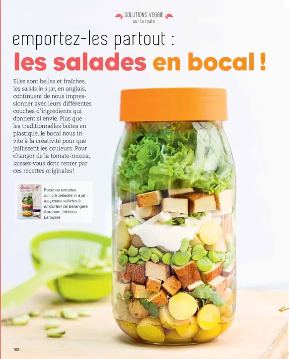  ??  ?? Recettes extraites du livre Salades in a jar : les petites salades à emporter ! de Bérangère Abraham, éditions Larousse