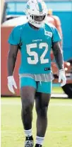  ?? LYNNE SLADKY/AP ?? Dolphins linebacker Raekwon McMillan is part of the team’s base defense aimed at stopping the run.