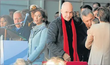  ?? JUAN OBREGON ?? LA RURAL. Vidal y Larreta estuvieron en primera fila junto al Presidente en la apertura de la muestra.