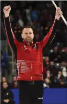  ?? The Associated Press ?? Newfoundla­nd skip Brad Gushue celebrates his win over Team Alberta in the Brier final in Kingston, Ont., on March 8.