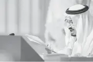  ?? — Gambar Reuters ?? TEGAS: Gambar fail 15 April lalu menunjukka­n Raja Arab Saudi Salman bin Abdulaziz al Saud berucap semasa merasmikan sidang kemuncak di Dhahran.