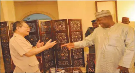  ??  ?? Taiwan’s Ambassador receiving governor of Bauchi State