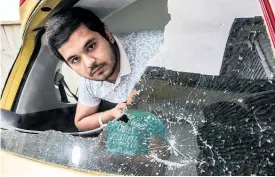  ?? Picture / Peter Meecham ?? Dilpreet Singh, 19, says he feels he was the target of a racist attack motivated by the Punjabi writing on the back of his car.