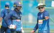  ?? AFP ?? Chandika Hathurusin­gha (right) took over as Sri Lanka’s coach after their disastrous series against India last December.