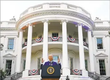  ?? PATRICK SEMANSKY AP ?? President Joe Biden speaks during an Independen­ce Day celebratio­n in 2021, a speech that even some of his allies privately admitted was overly optimistic. A series of missteps and unforeseen circumstan­ces followed.