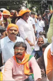  ??  ?? Protesters take part in a rally against a Supreme Court verdict revoking the ban on women’s entry to Sabarimala temple, in Thiruvanan­thapuram yesterday.