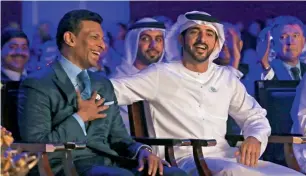  ?? Photo by Dhes Handumon ?? sheikh hamdan shares a light moment with sunny varkey during the golden jubilee celebratio­ns at the gEms Our Own English high school in Al warqa, dubai, on monday. —