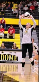  ?? ?? Cora Baker was one of the key players in the fifth and deciding set for the South Adams Starfires as they knocked off Adams Central for the third time this season.