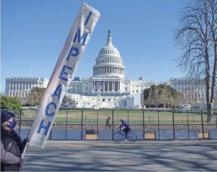  ?? ANDREW CABALLERO-REYNOLDS/AFP VIA GETTY IMAGES ?? The House on Monday introduced a single article of impeachmen­t for “incitement of insurrecti­on.”