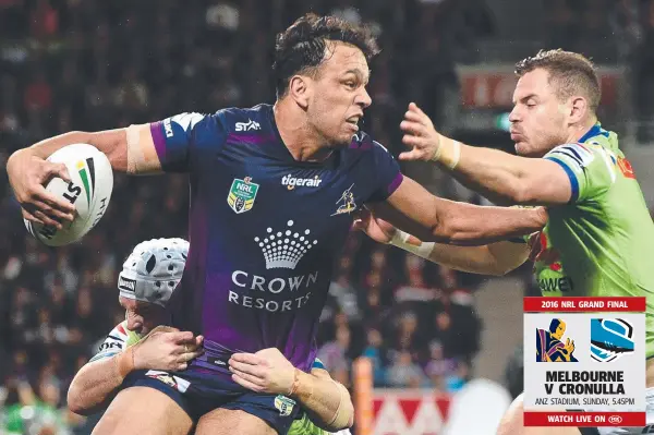  ?? Picture: JULIAN SMITH ?? Northern Territory product Melbourne centre Will Chambers on the attack against Canberra during last night’s NRL preliminar­y final at AAMI Park