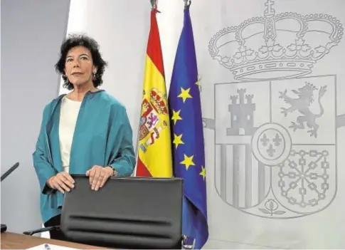  ?? EFE ?? Isabel Celaá, portavoz del Gobierno y ministra de Educación, en La Moncloa