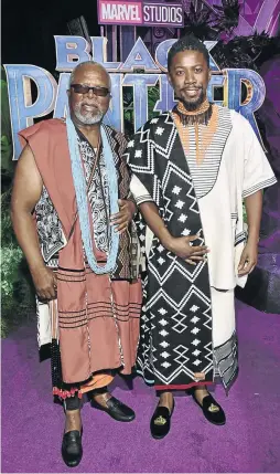  ?? / ALBERTO E. RODRIGUEZ / GETTY IMAGES ?? John Kani and his son Atandwa at the world premiere of the Black Panther.