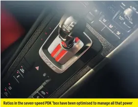  ??  ?? Ratios in the seven-speed PDK ’box have been optimised to manage all that power