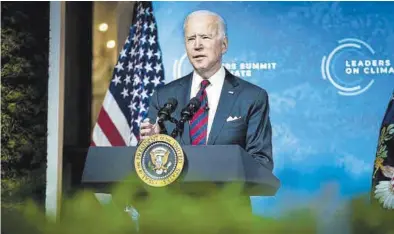  ?? EFE ?? El presidente de EEUU, Joe Biden, ayer durante su intervenci­ón en la cumbre virtual sobre el clima.