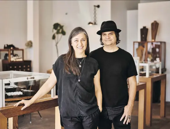  ??  ?? Danielle and Wade Papin started their independen­t jewelry business in 1995, long before the rise of “DIY culture.” Their work now graces celebritie­s and has a worldwide clientele.