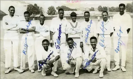  ?? PICTURES: SUPPLIED ?? SA BANTU TEAM 1951. Back row: B Malamba, M Sokopo, S Ntshekisa, J Mahanjana, F Roro (Capt), W Ximiya, G Sulupha, G Langa. Front row: L Mafongosi, C Msikinya, C Scott. The team played in the 1951 SACBOC Inter-Race national tournament at Natalsprui­t,...