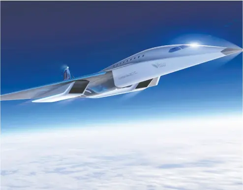  ?? COURTESY VIRGIN GALACTIC ?? Virgin Galactic and Rolls-royce are eyeing a plane, design pictured, that can travel at three times the speed of sound.