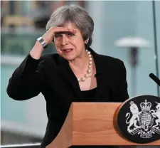  ??  ?? Britain’s Prime Minister Theresa May delivers a keynote speech on Brexit at Waterfront Hall in Belfast,