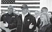  ??  ?? President Trump, with Sen. Marsha Blackburn, addresses first responders Friday at a Cookeville church.