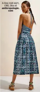  ??  ?? A-line midi skirt, £160, Sika at anthropolo­gie. com