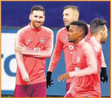  ??  ?? Messi, en la práctica del Barza previo al juego ante el Inter